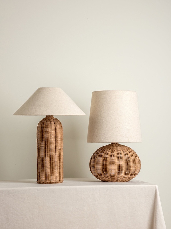 Japanese style vintage bedroom bedside lamp Bed & Breakfast hotel designer Rattan woven atmosphere table lamp