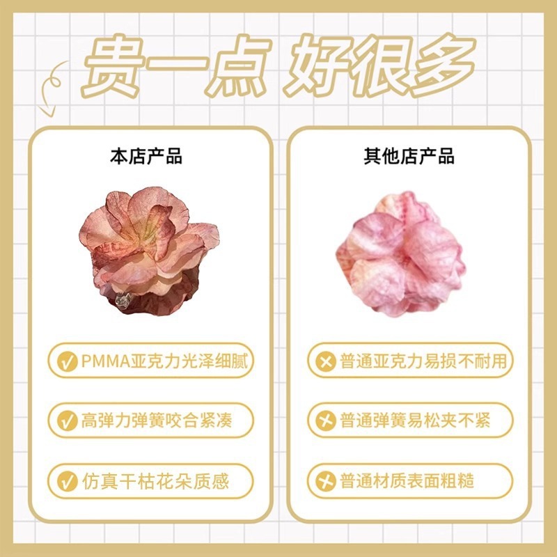 2025年新款干枯玫瑰头花女高级感半扎发饰后脑勺小抓夹花朵发夹女|undefined