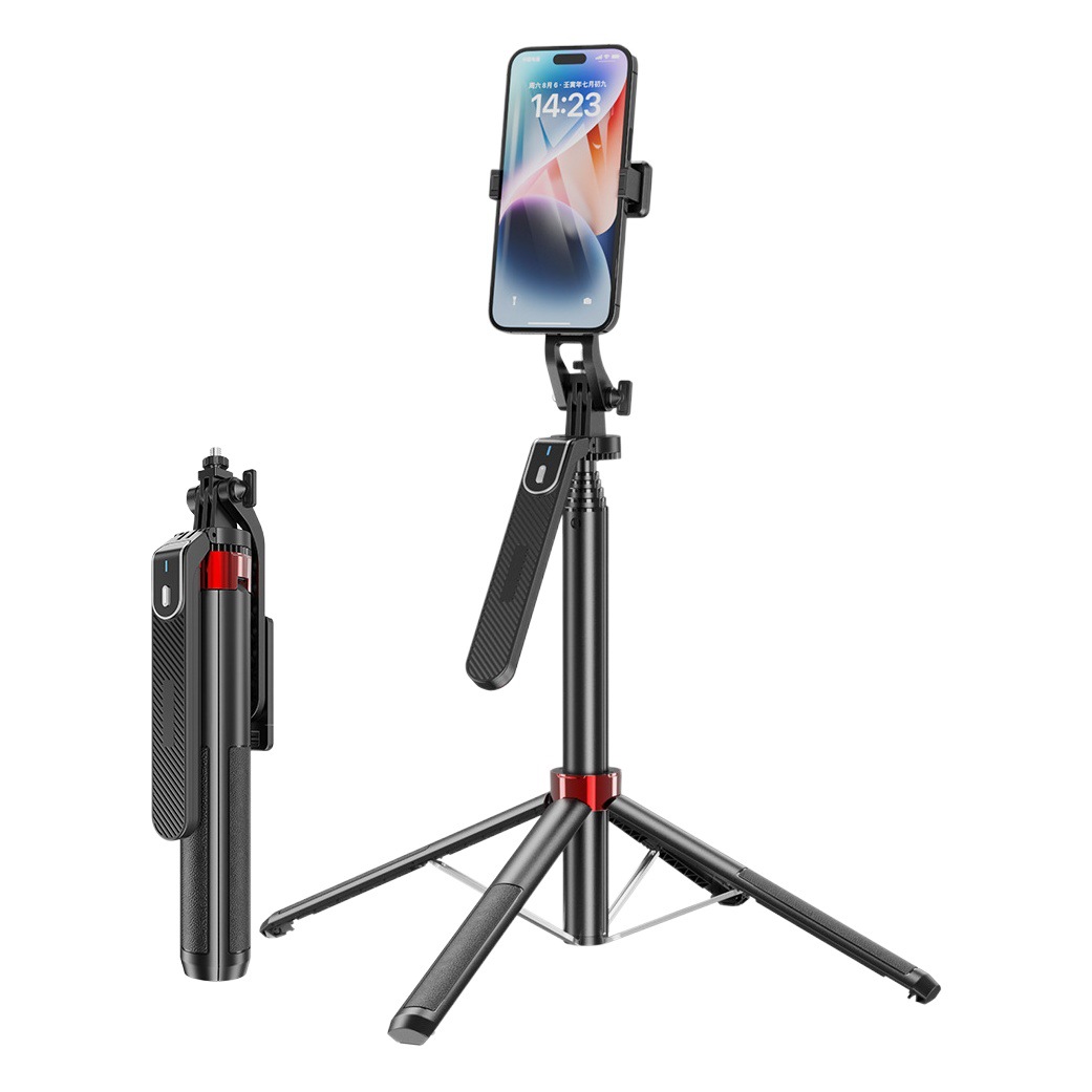 P185MINI aleación de aluminio de cuatro trípode Bluetooth selfie stick universal teléfono móvil soporte en vivo estabilizador de mano