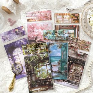 Yuezhen Dawn Impression Series Material Paper ins Scenery Hand Account diy Decorative Material Paper Non-sticky Note Paper