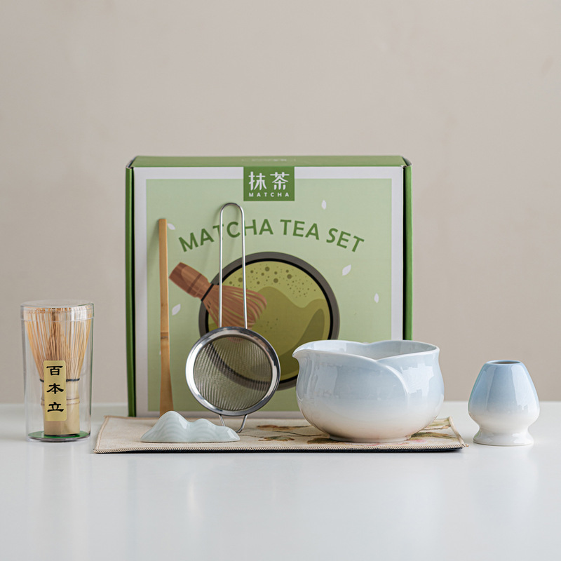 花朵花瓣抹茶碗笠套装五七件套茶筅刷子过滤百本立茶拨点茶工具|undefined