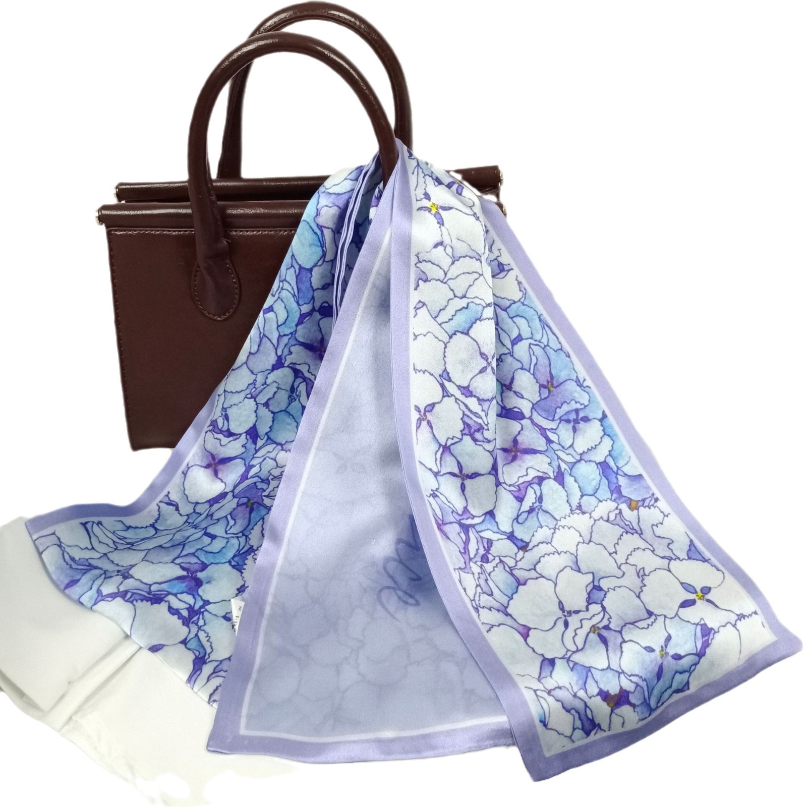 Oil Painting Real Silk Long Scarf For Women, Hangzhou Silk 100% Mulberry Silk Ribbon Decorative Korean Style Spring/Autumn Neck Scarf Hair Band - Thumbnail 5