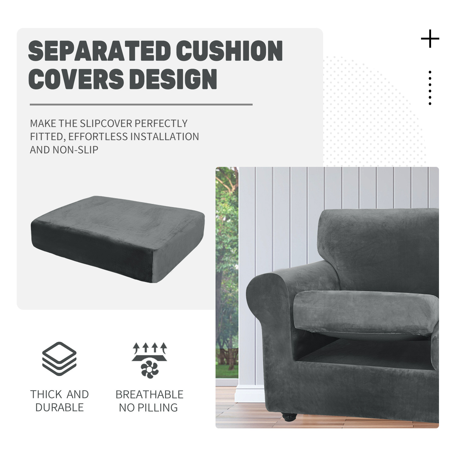 Velvet sofa cover thickened elastic full cover one two three sofa cover full split sofa cushion cover_voghion.com