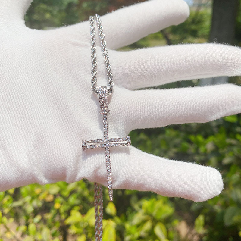 Titanium Steel Chain Material 1 Piece Quantity Holiday, Daily Occasion Titanium Steel, Copper Material Geometric, Cross Pattern Titanium Steel Copper Plating Inlay Geometric Cross Zircon Pendant Necklace