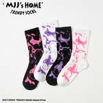 新品紫色袜子男长袜夏季薄棉多巴胺健身中筒袜女潮男士长筒动袜