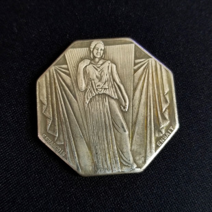 Antique Handicraft Brass Material Octagonal Copy Commemorative Medal T2154