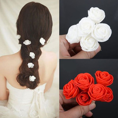 Cross-border best-selling bubble rose hairpin U-shaped clip hair accessory bride's bun hair fork wig bun roller head accessory