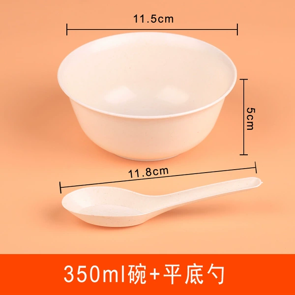 50 each of 350ml rice husk bowls + flat bottom spoons