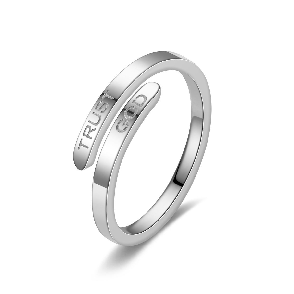 Adjustable Geometric Shell Letter Ring For Women Alloy Band_voghion.com