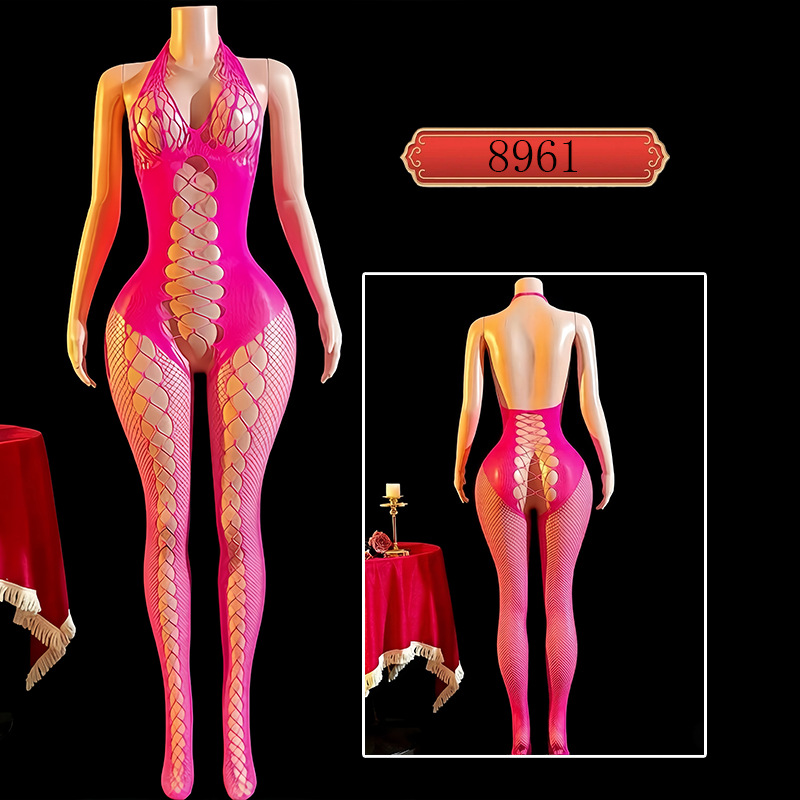 Body Enterizo Lencería Sexy 8961 Nailon y Elastano Hueco para Citas