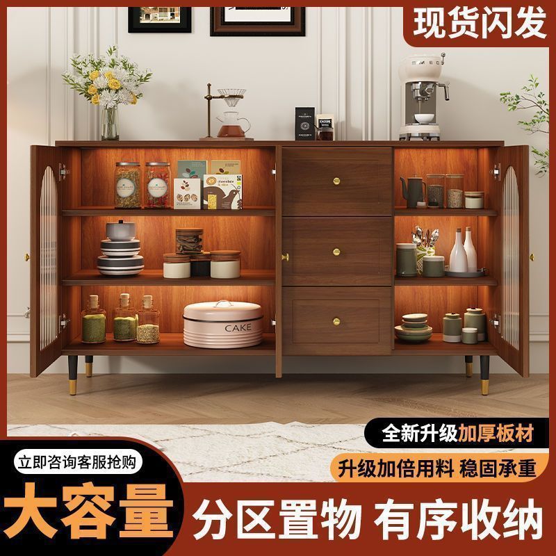 餐边柜中古风柜子新中式藤编收纳柜抽屉式客厅多层橱柜美式置物柜|undefined
