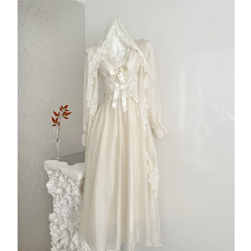 2026 Real Shot Elegant Lace Multi-Way Wear Hooded Design V-Neck Waist-Cinching Long Dress 2026 Real Shot Elegant Lace Multi-Way Wear Hooded Design V-Neck Waist-Cinching Long Dress