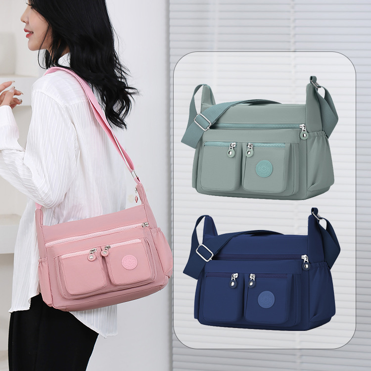 [Factory Ready Stock] Nylon Washed Fabric Backpack for Middle-Aged and Elderly Mothers, Lightweight Waterproof Shoulder Crossbody Bag for Women, Wholesale