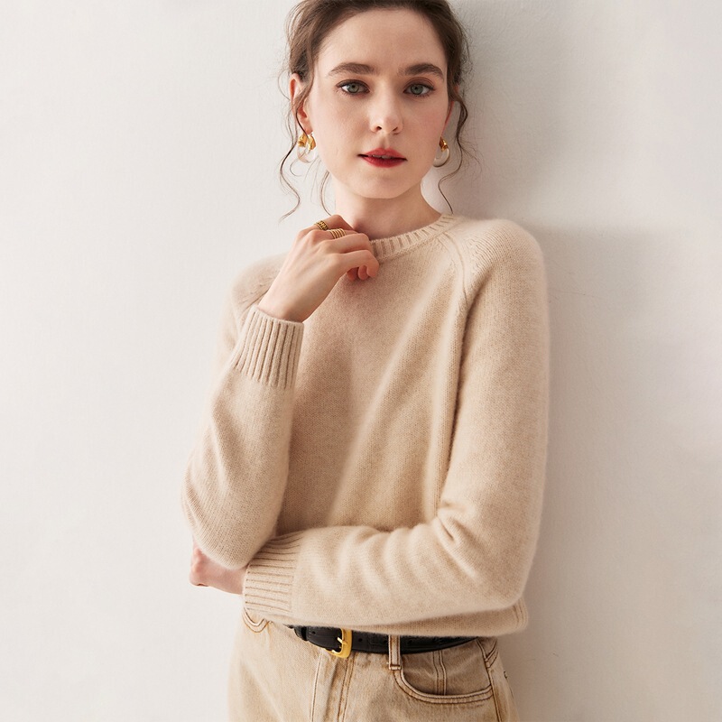 Knitted Knitwear Women's Long-Sleeved Inner Wear Comfortable Cashmere Round Neck Thick Autumn and Winter New Loose Soft Pullover Knitwear European and American