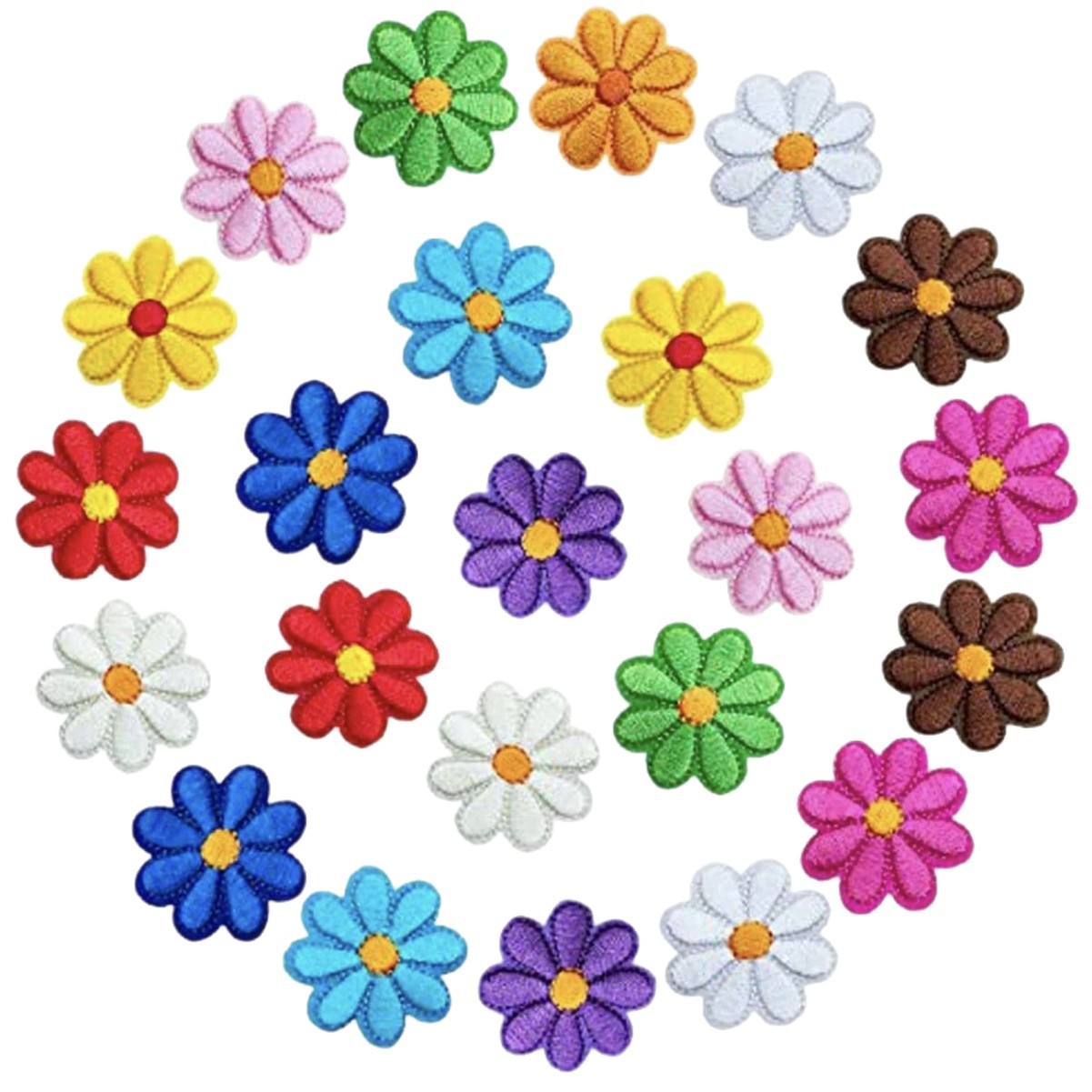 Colorido bordado de flores pegatinas de tela lindo pequeño parche de flores pegatinas bordado de computadora pegatinas accesorios de ropa bordado fábrica al por mayor