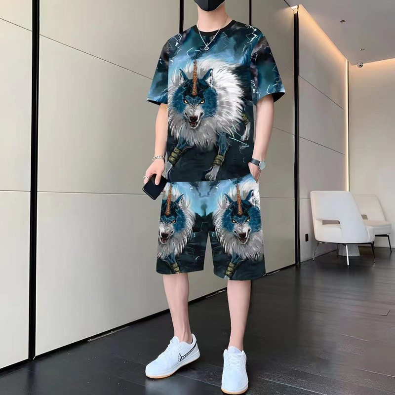 Men's Casual Sportswear suit Summer 2025 New Fashion Personality Printed Loose plus size Youth suit Men's Casual Sportswear suit Summer 2025 New Fashion Personality Printed Loose plus size Youth suit