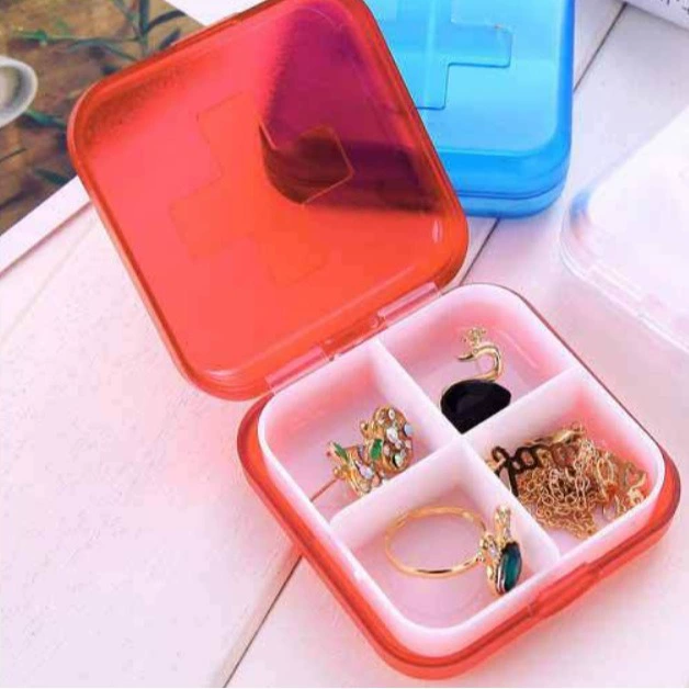 Прямо для новой версии Cross Cross Четырехрядная коробка для таблеток/портативная мини-коробка для таблеток для хранения