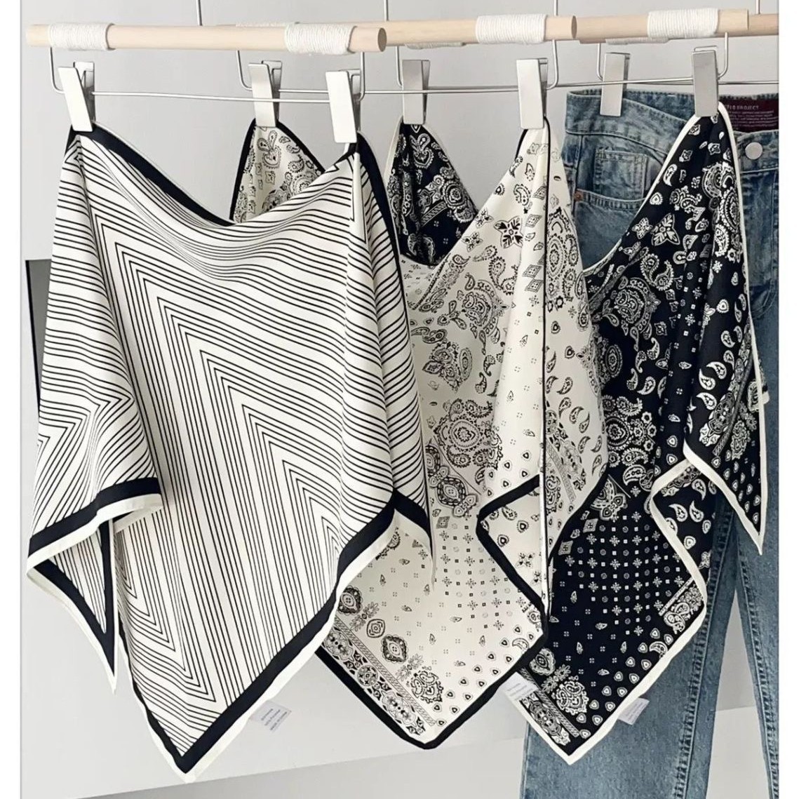 夏季复古氛围感腰封大三角巾女韩版简约百搭装饰包头巾多功能丝巾