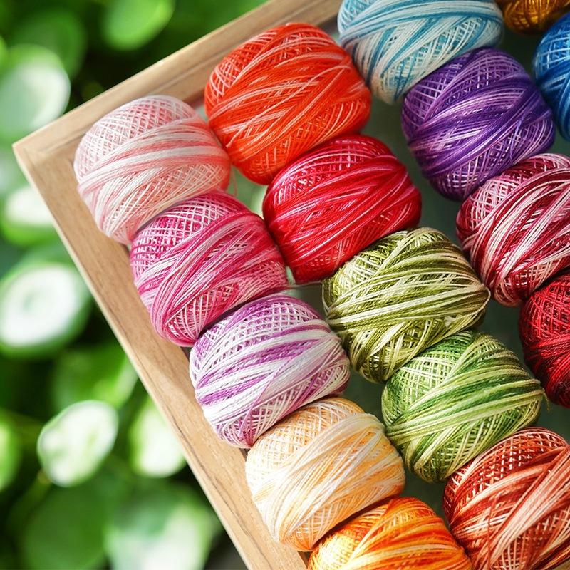 立夏手创8号段染蕾丝线微钩花朵玩偶线材绣线钩针dmc8#号平替手鞠