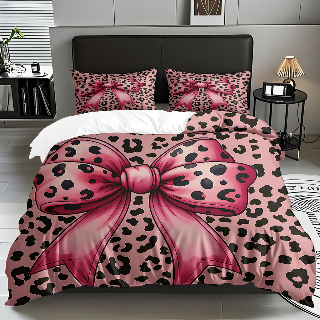 Ins Wind Pink Bow Digital Printed Colchón Set Pillow Cover Comercio electrónico transfronterizo preferido para adaptarse al modo JIT
