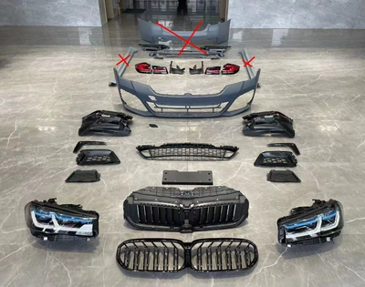 Suitable for 5 Series G30/G38 Early Model Year Old to New 21 Model Year Late Mt Body Kit Headlights Taillights Hood Fenders (Big Surrounded) - modified-21-models-front-bumper-grille-headlight-taillight