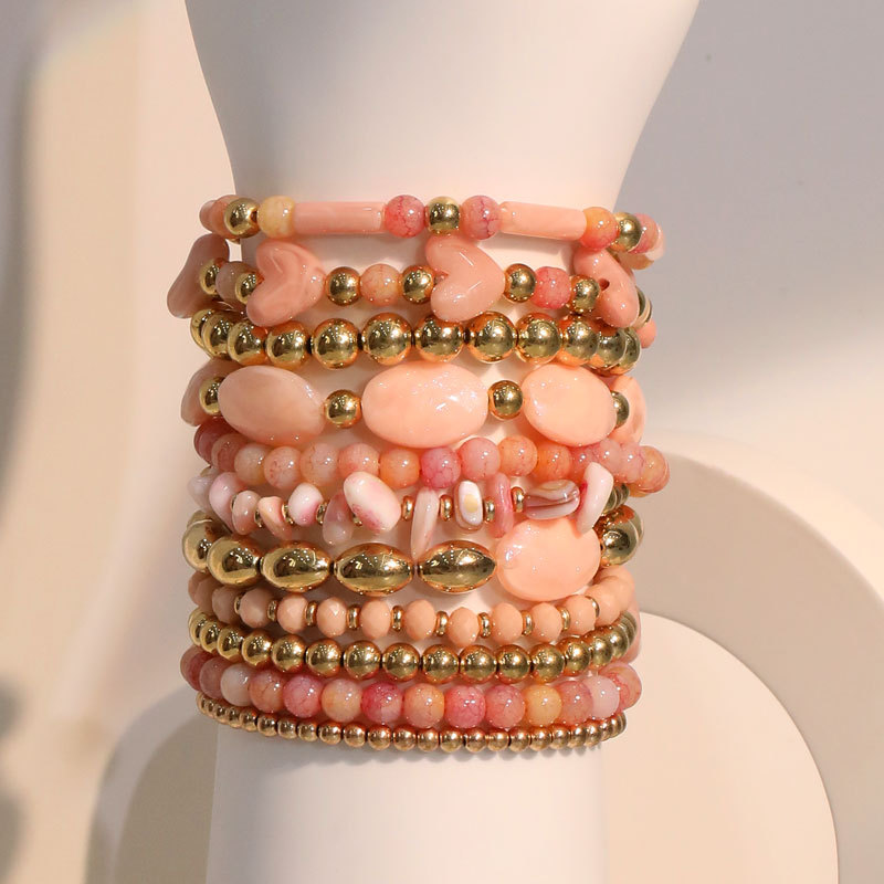 1 Set Quantity Elegant Irregular Geometric ABS Artificial Crystal Beaded Chain Stretch Adjustable Beaded Bracelets Wholesale