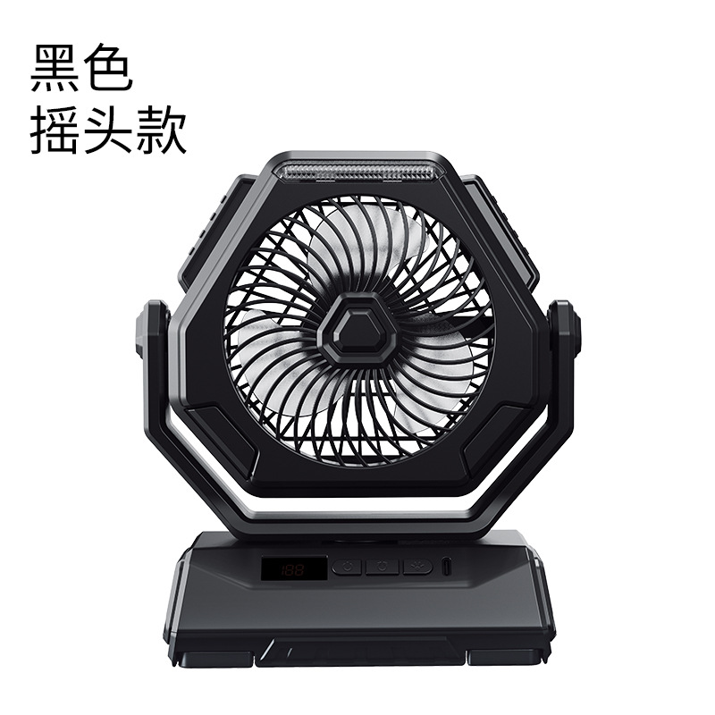 Ventilador de camping de gran capacidad con pantalla digital de iluminación de 6 pulgadas, modelo nuevo 2025 transfronterizo, de 100 velocidades y alta velocidad para exteriores.