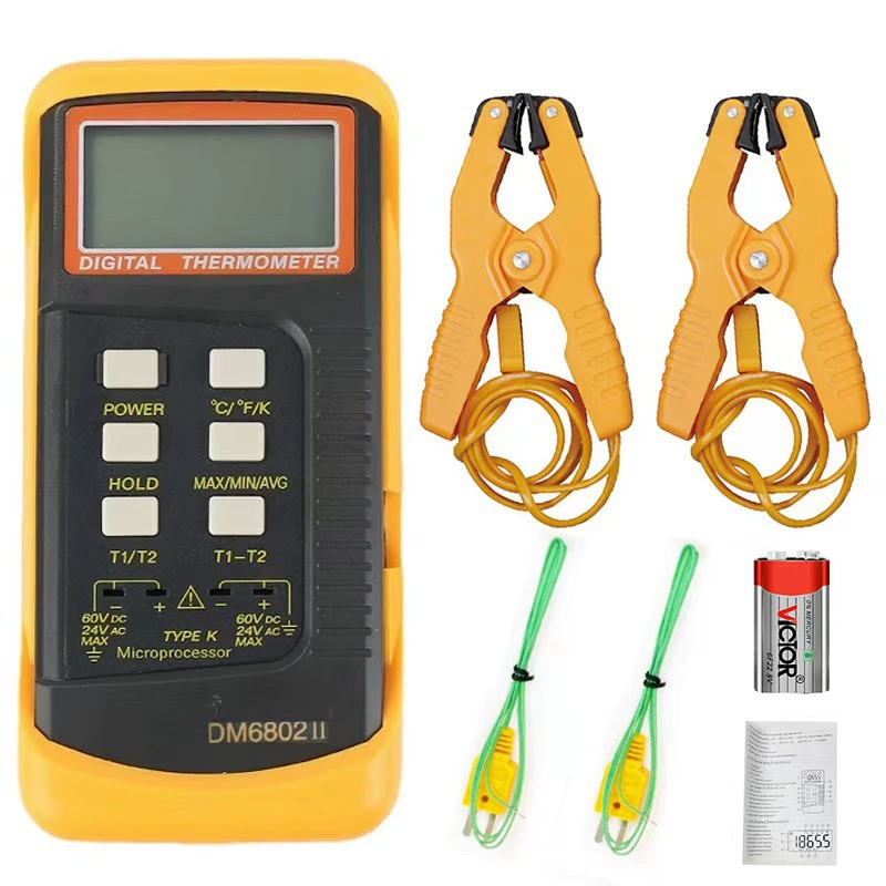DM6802 цифровой термометр двухканальный температурный тестовый стол DM-6802 цифровой термометр