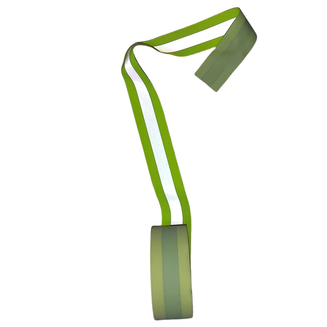 荧光黄TC反光带5x2cm涤棉警示带非阻燃黄银双色一体反光警示条