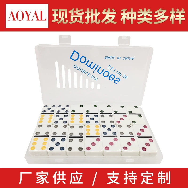 Прозрачные игровые карты для домино, шахматные и карточные строительные блоки, разноцветные цифровые плитки для игры в домино 5010.