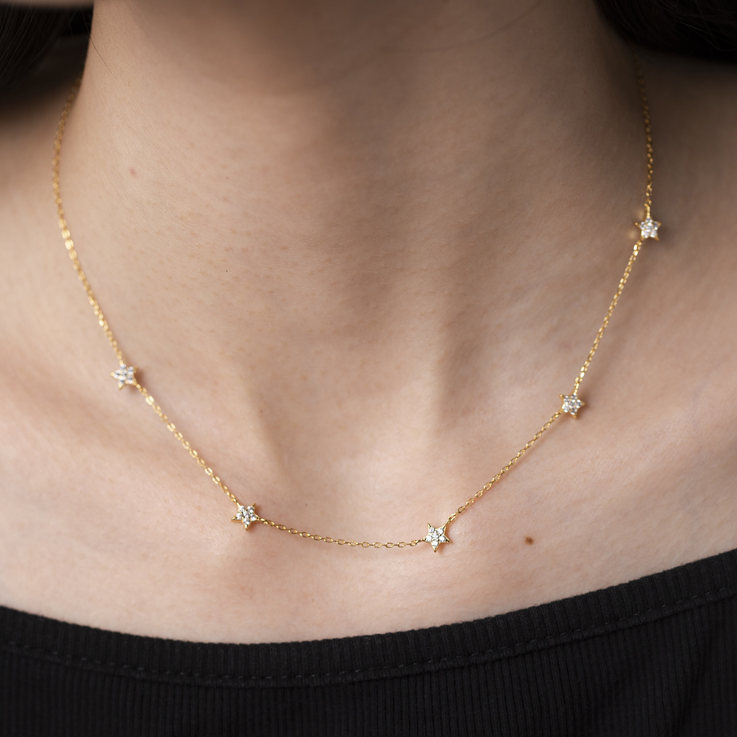 Electroplating Gold Plating Process 18K Real Gold Plated, Platinum Plated Plating Material 925 Sterling Silver Star Pendant Necklace