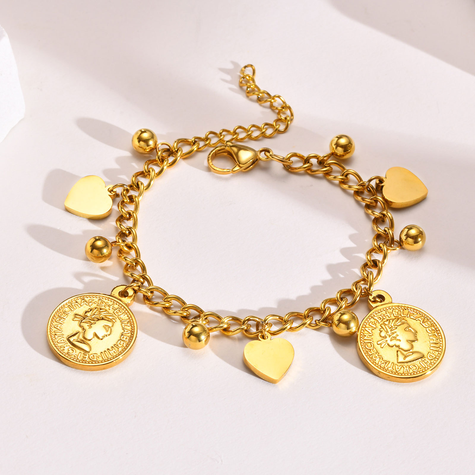 Retro Portrait Titanium Steel Bracelets Heart Ornaments Stainless Steel Rings