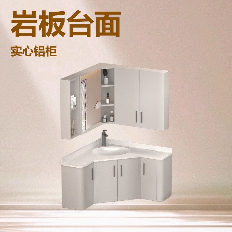 Triangular Bathroom Cabinet Wall-Mounted Ceramic Washbasin Small Bathroom Washbasin Cabinet Mini Washstand