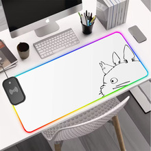 宫崎骏龙猫动漫周边全彩印花鼠标垫RGB跑马灯发光桌垫超大键盘垫