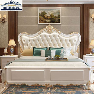 European-style solid wood bed double high-end luxury modern European-style soft bag bed 1.5 meters 1.8 meters wedding bed princess storage bed