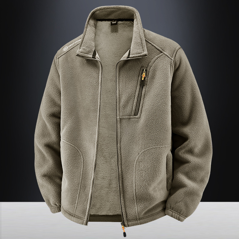 Cross-Border Autumn and Winter Men's Warm Fleece-Lined Thickeneded Fleece Jacket Warm Fleece Jacket Loose Casual Polar Jacket 2155A
