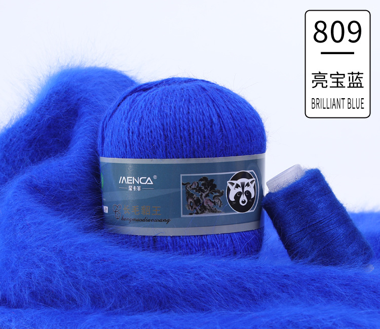 Hilo de lana de visón de lana larga Monopolio de la marca MENCA Hilo de lana de conejo de Angora Hilo de punto hecho a mano de 2 hilos