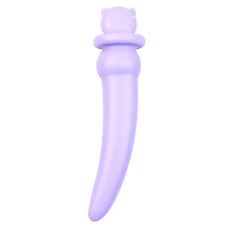 Cartoon Crescent Anal Plug, Purple Bear TPE Design, Smooth Non-Vibrating Insert — detail image 6