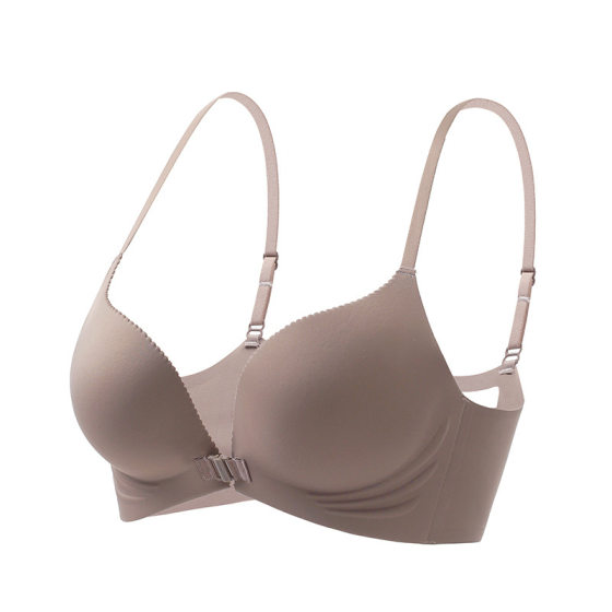 Traceless Small Chest Push-up Front Buckle Beautiful Back Underwear Women's Rimless Comfortable Paramilis Anti-sagging Breathable Medium Thick Bra