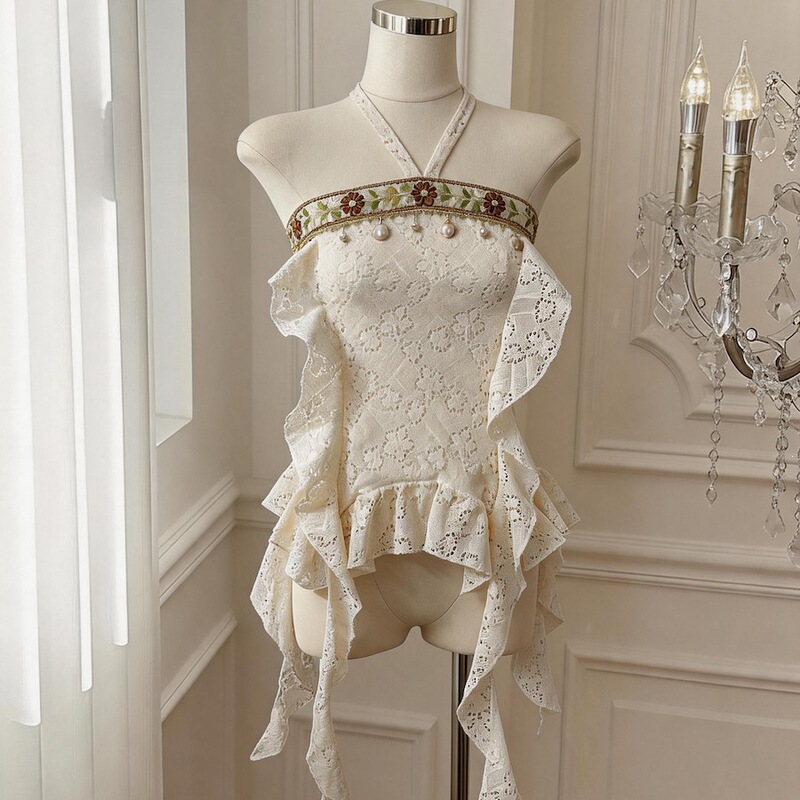 Real Price Guaranteed Bohemian Style Off-Shoulder Halter Top with Irregular Waist and Ribbon Design Real Price Guaranteed Bohemian Style Off-Shoulder Halter Top with Irregular Waist and Ribbon Design