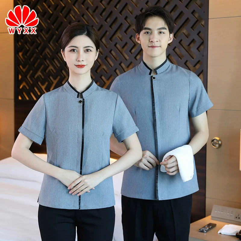 Уборка отеля Рабочая одежда Короткий рукав Гостиничный номер Уборка кофейной недвижимости Рабочая одежда Одежда для мужчин и женщин Уборка персонала Весна и лето