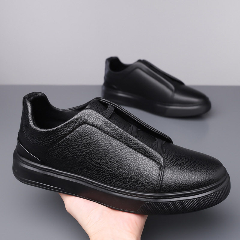 Giày sneaker nam cổ thấp dáng thể thao thoải mái, chống thấm nước, chống trượt, dây thun tiện lợi — 8088 màu đen, 8806 màu trắng, 8806 đen nâu