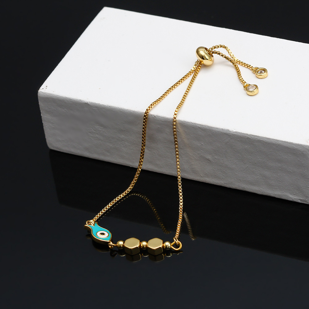 New Bohemian Devilu0027s Eye Tree of Life Fish Palm Blue Copper Bracelet Womenu0027s