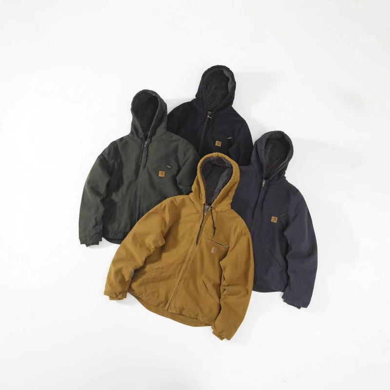 Kaha J141 Michigan Jacket Washed Workwear Cotton Plus Velvet Thickened Lamb Wool Hooded Jacket Warm 25 Autumn and Winter