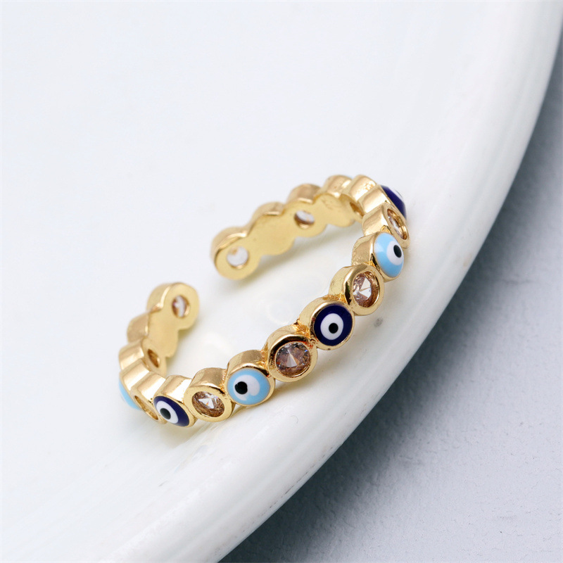 Fashion Heart Shape Eye Copper Open Ring Inlay Zircon Copper Rings