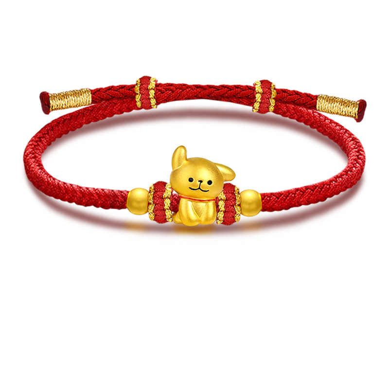 라인 강아지 + 금구슬 2개 + 빨간색 밧줄 + 인증서 + 카운터 고급 포장