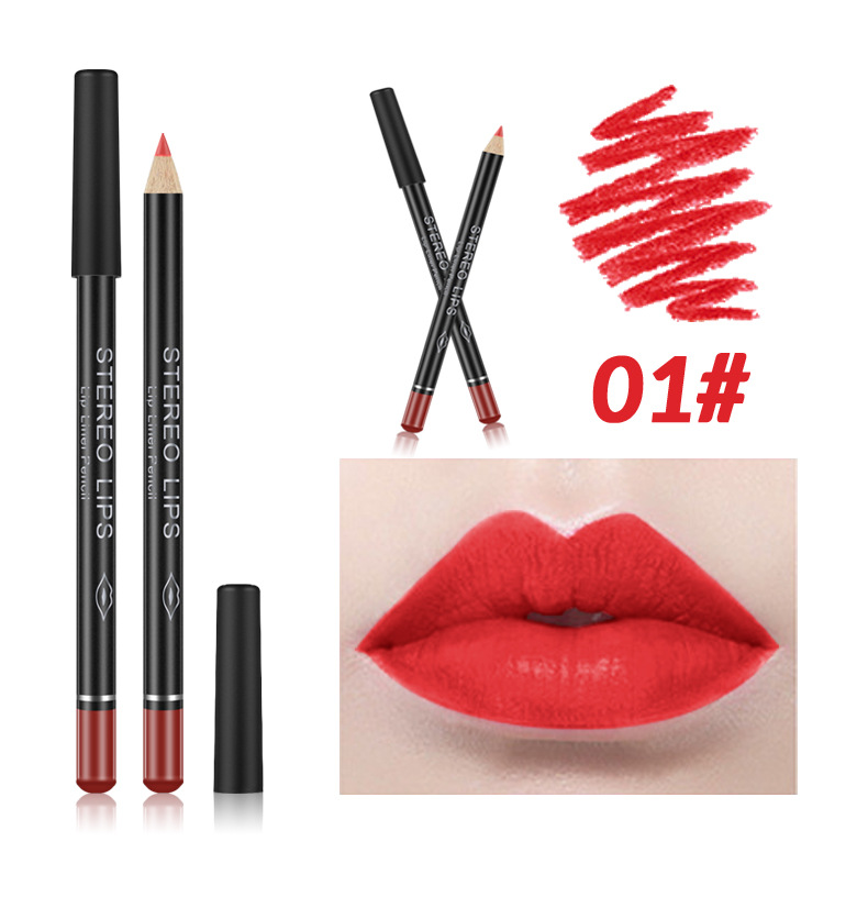 VIBELY European and American export matte non-stick cup lip liner lipstick 12-color line lip liner makeup cross-border wholesale undefined