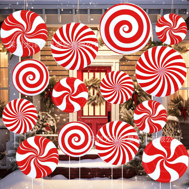 クロスボーダー新型クリスマスペンダントクリスマスボールキャンディー松葉杖屋内外クリスマスツリーペンダント芝生ガーデン装飾品|undefined