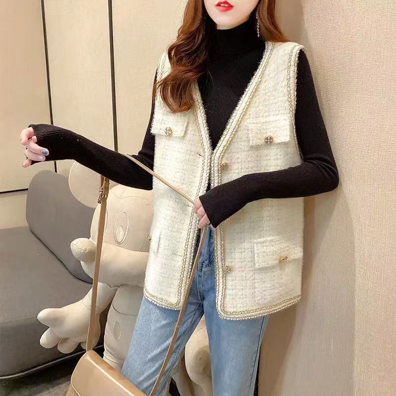 Nueva Suelta todo partido sin mangas torre exterior chaleco Chaleco de punto de terciopelo de imitación de visón de moda para mujer Otoño e Invierno image 8
