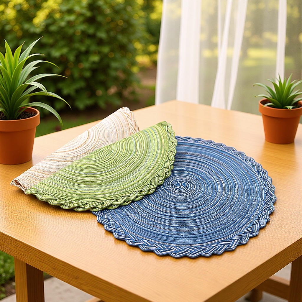 Añadir almohadilla de encaje de hilo de estilo nórdico rami trenzado almohadilla de encaje de algodón redondo almohadilla de mesa de comedor occidental almohadilla aislante de cubierta transfronteriza